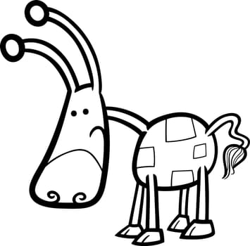 Cartoon Illustration of Funny Fantasy or Fairytale Character Creature for Coloring Book