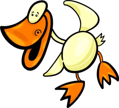 Cartoon Illustration of Funny Dancing Playful Duck or Duckling