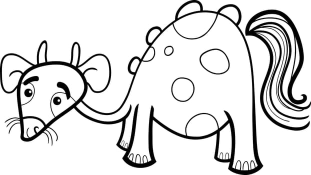 Cartoon Illustration of Funny Fantasy or Fairytale Character Creature for Coloring Book