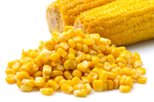 Corn pile on white background