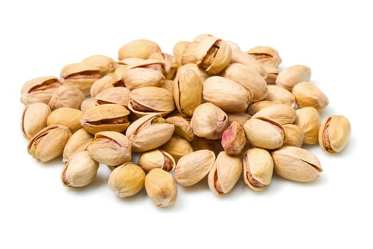 pistachios heap against white background