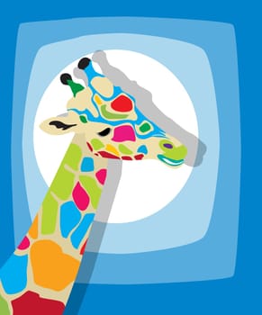 Clip art icon of a colored giraffe