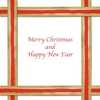 christmas gift with decorative red and gold ribbon bow