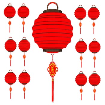 Nice background with chinese lanterns and birdcage