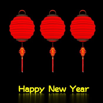Nice background with chinese lanterns and birdcage