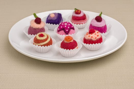 Assortment of colorful felt chocolates