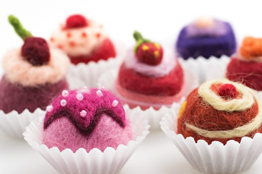 Assortment of colorful felt chocolates