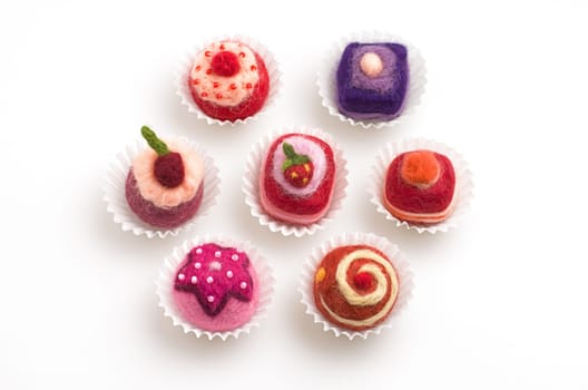Assortment of colorful felt chocolates