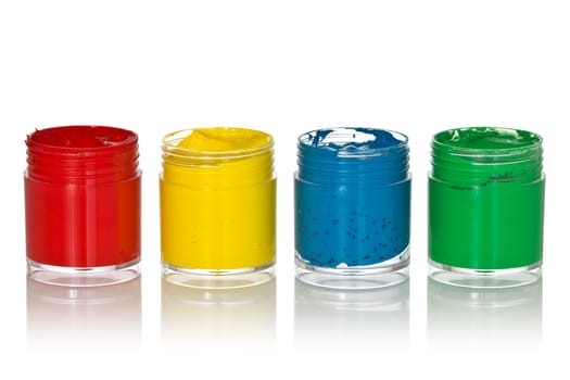four color gouache isolated on a white background