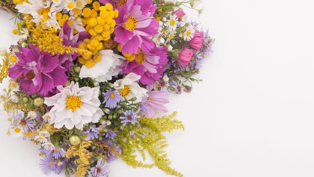 Bouquet of Wild Summer Flowers on White Background