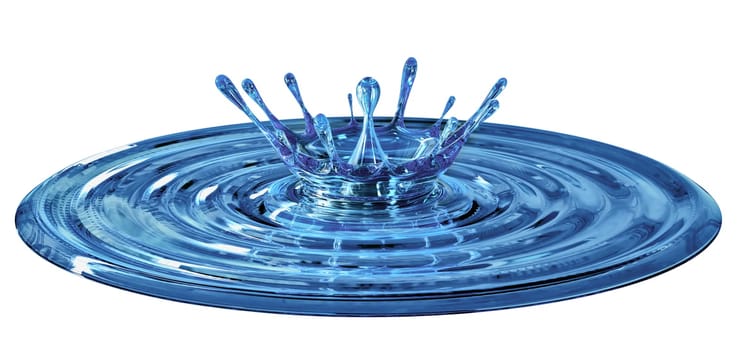 splash blue water on a white background