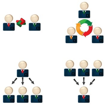 Icon set showing business people connecting to each other