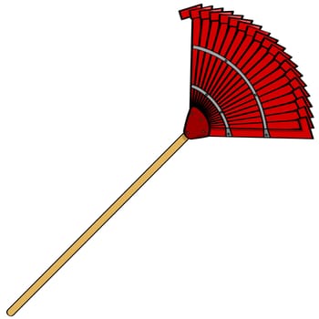 Cartoon illustration of a common garden metal rake