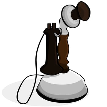 Cartoon illustration showing an old telephone model