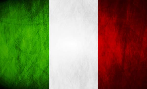 Grunge illustration of Italian flag. Vector background