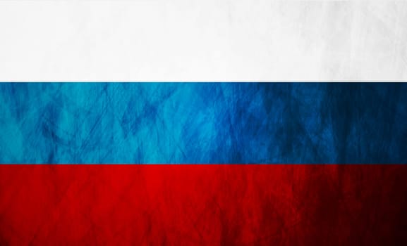 Grunge illustration of Russian flag. Vector background