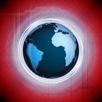 Abstract tech background with globe. Vector