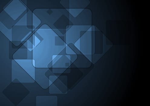 Dark blue background with square elements
