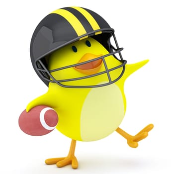 Little american football player chick on white - 3D render