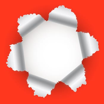 torn hole in the paper red