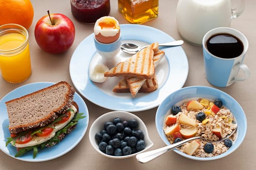 Healthy breakfast on the table close up shoot