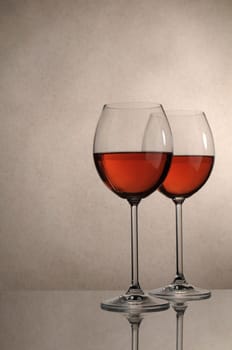 Two glasses of red wine close up Image