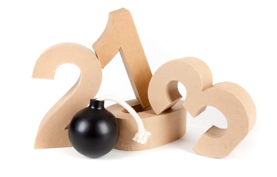 Paper numbers an a christmas ball forming 2013 as for the new year