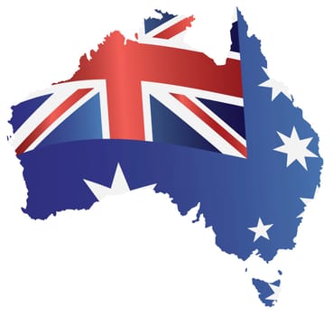 Australia New South Wales Flag in Country Map Silhouette Isolated on White Background Illustration