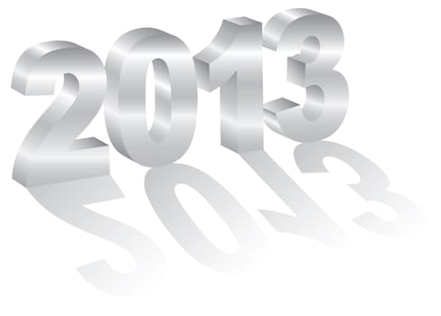 2013 Happy New Year 3D Numbers with Long Shadows Isolated on White Background
