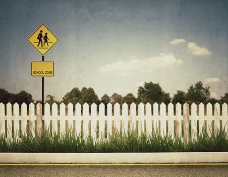 vintage picture of school zone sign