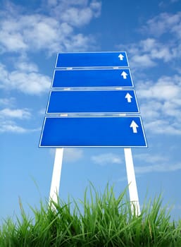 signpost with  blue sky