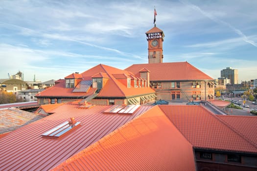 Union Station in Portland Oregon against Blue Sky