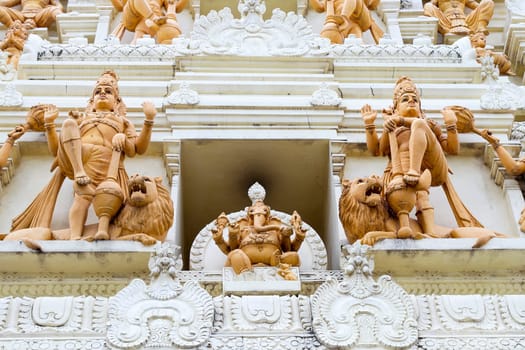 Ornate Hindu Ganesha God and Goddesses Temple Gopuram Tower Stone Statue Carvings Gorup