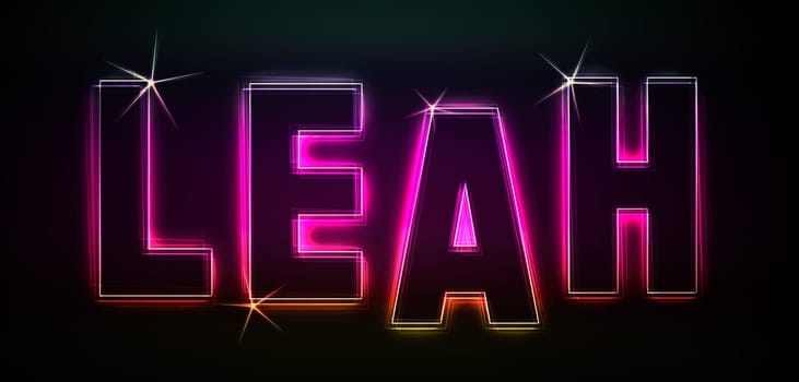 Leah as an illustration in neon light style