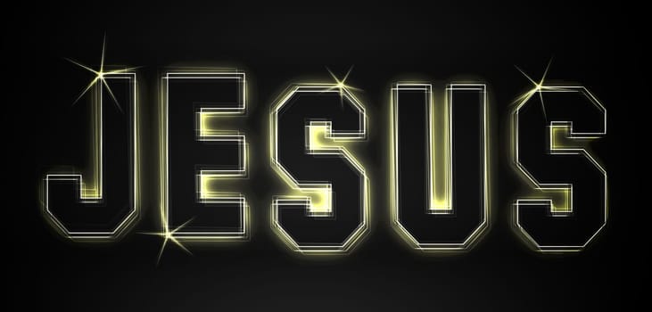 Jesus as an illustration in neon light style