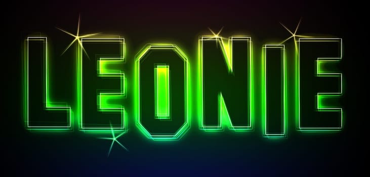 Leonie as an illustration in neon light style
