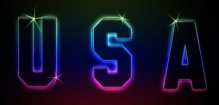 USA as an illustration in neon light style