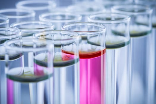 Test tubes with a colored sample