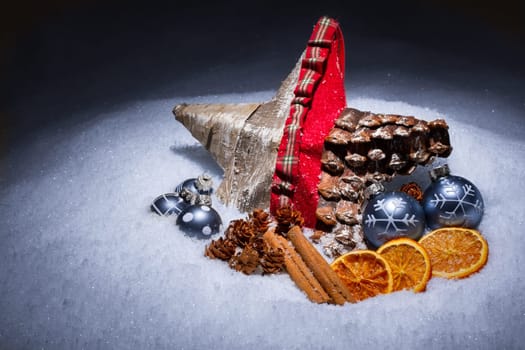 Christmas decoration in the snow