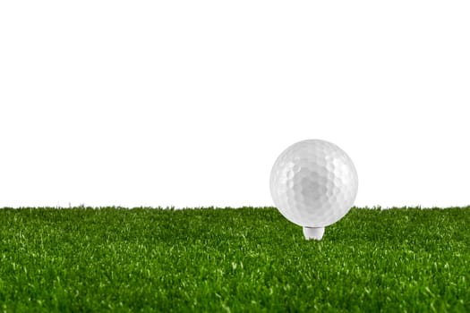 Golf ball on tee on the green