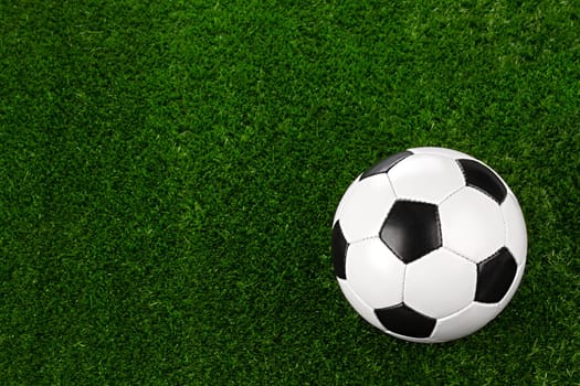 a soccerball on a green meadow