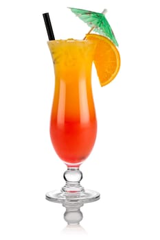 Cocktail tequila sunrise on white background