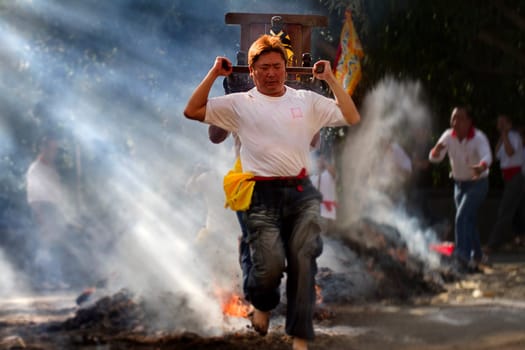 New Taipei City, Taiwan-November 10: Taiwan's traditional temples held fire ceremony to pray for peace and prosperity