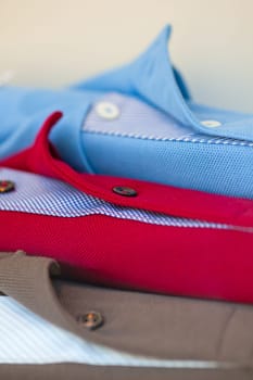 Close up of new colorful Polo shirts