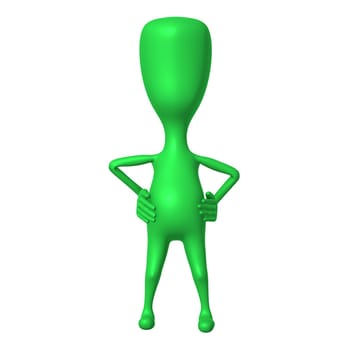 Green puppet stay confidently on its both feets