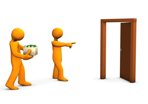 One orange cartoon was dismissed without notice. White background.