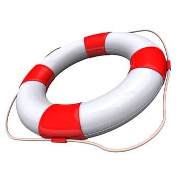 Lifebelt with white and red colors on the white background.