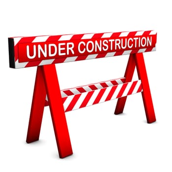 Under construction icon, with red and white colors. White background.