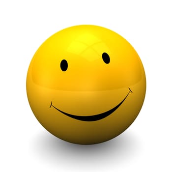 Yellow smiley on the white background.