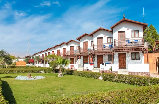 Tourist resort with houses in a row in Egypt.